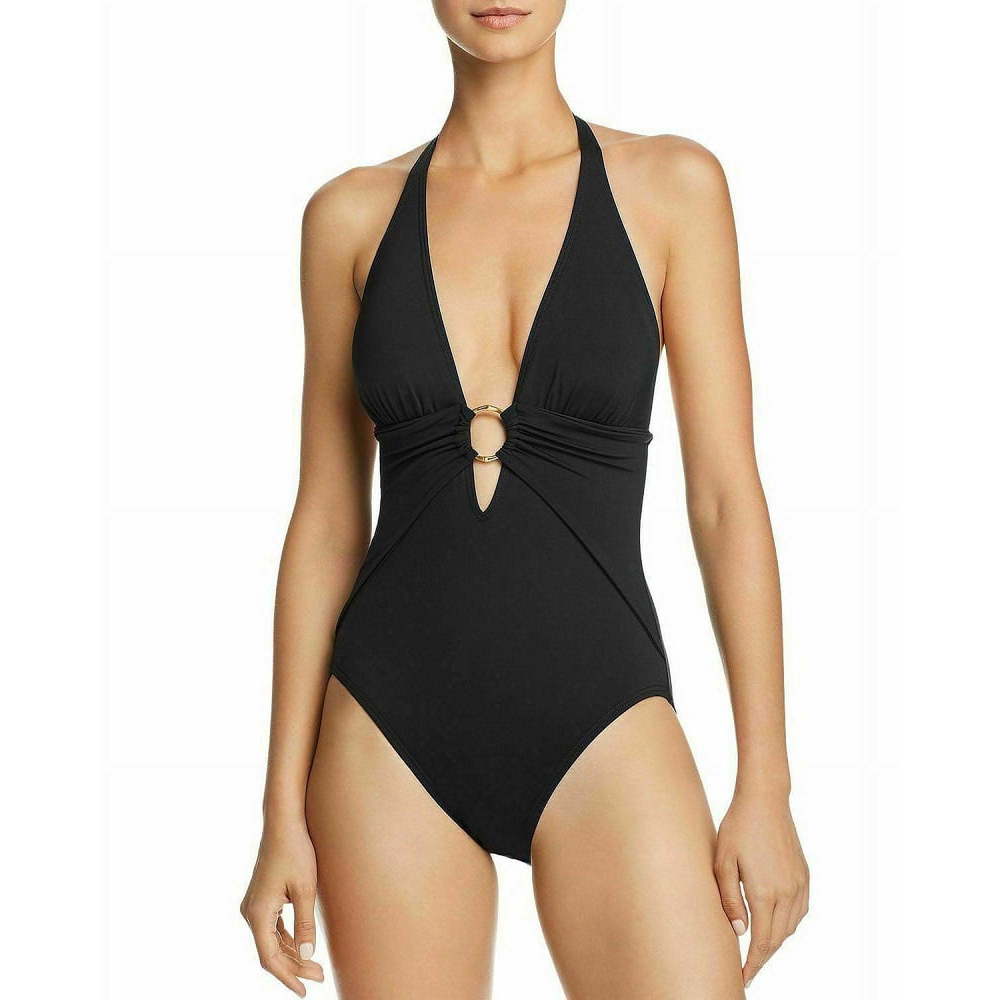 Carmen Marc Valvo Infusion Womens Sash Waist Halter One Piece Swimsuit,6